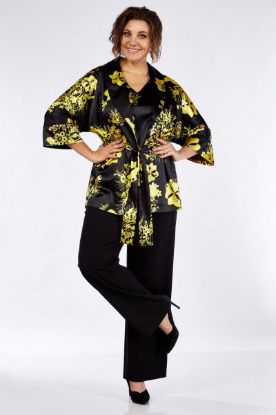 3-комплект из жакета-кимоно, блузки и брюк палаццо Matini 1.1711 желтый - фото 10