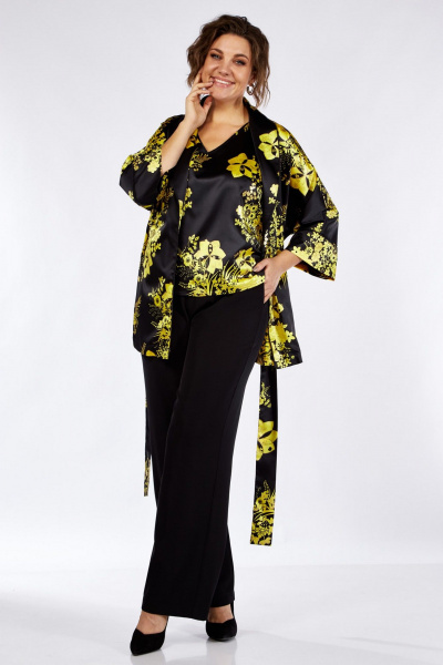 3-комплект из жакета-кимоно, блузки и брюк палаццо Matini 1.1711 желтый - фото 4