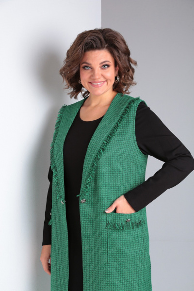 Платье и жилет из текстиля с карманами и декором Takka Plus 21-134/2 - фото 7