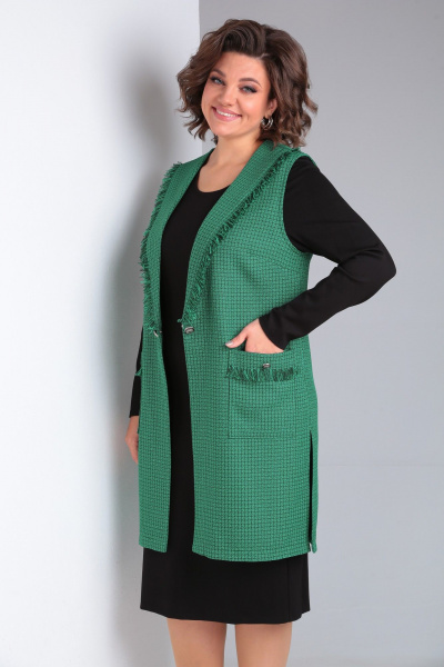 Платье и жилет из текстиля с карманами и декором Takka Plus 21-134/2 - фото 6