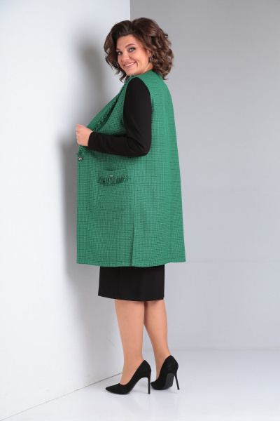 Платье и жилет из текстиля с карманами и декором Takka Plus 21-134/2 - фото 5