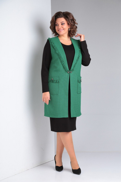 Платье и жилет из текстиля с карманами и декором Takka Plus 21-134/2 - фото 3