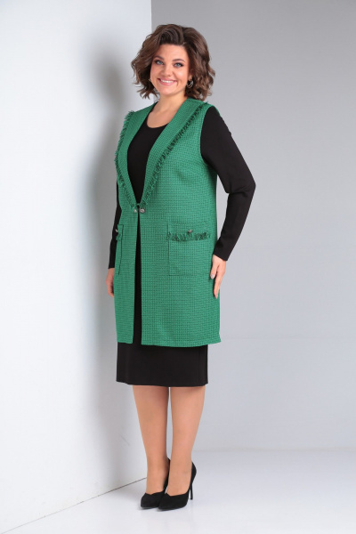Платье и жилет из текстиля с карманами и декором Takka Plus 21-134/2 - фото 2