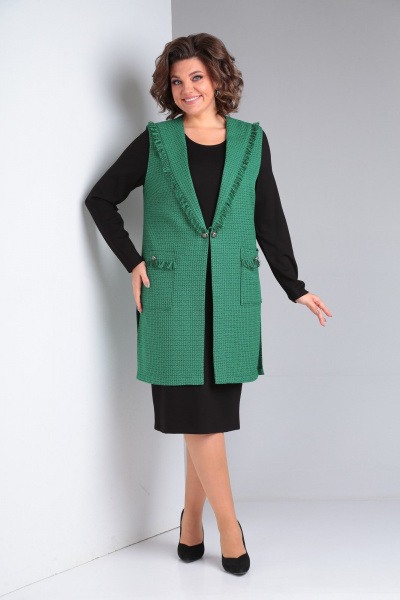 Платье и жилет из текстиля с карманами и декором Takka Plus 21-134/2 - фото 1