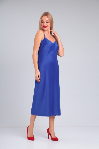 Атласное платье-комбинация с вытачками и регулируемыми бретелями Takka Plus 23-211/2 - фото 7