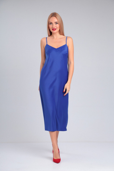 Атласное платье-комбинация с вытачками и регулируемыми бретелями Takka Plus 23-211/2 - фото 5