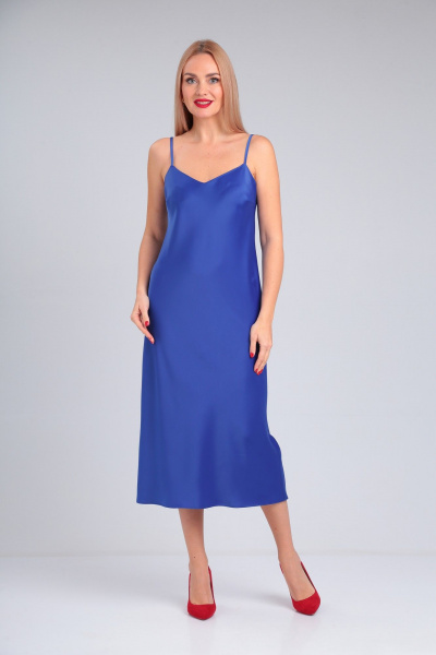 Атласное платье-комбинация с вытачками и регулируемыми бретелями Takka Plus 23-211/2 - фото 3