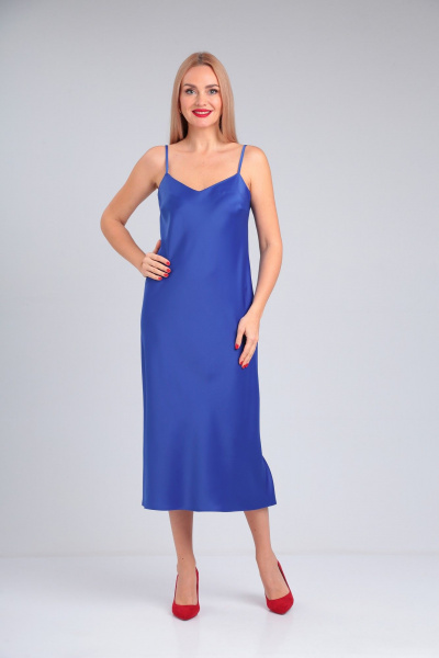 Атласное платье-комбинация с вытачками и регулируемыми бретелями Takka Plus 23-211/2 - фото 1