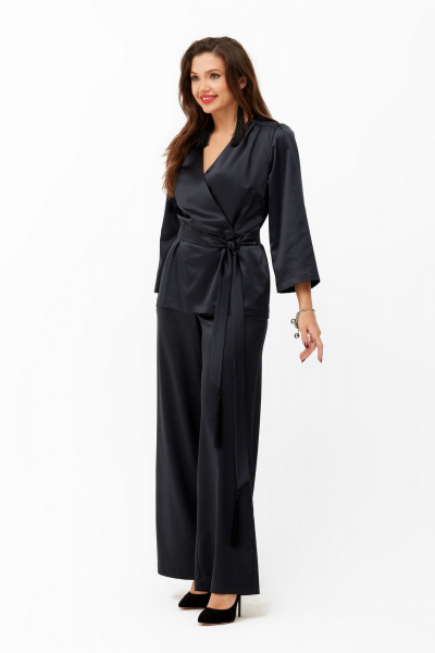 Блуза и брюки из текстиля для торжественных случаев Andina city 9034 иссиня-черный - фото 6