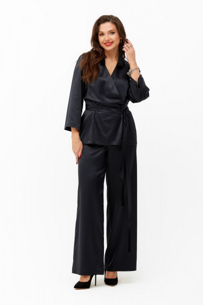 Блуза и брюки из текстиля для торжественных случаев Andina city 9034 иссиня-черный - фото 5