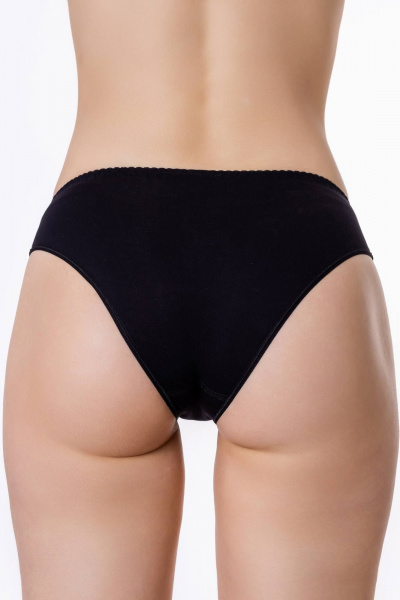 Трусы со средним вырезом и кружевными вставками ЛЕДИ ГРАНД 191171 черный - фото 2