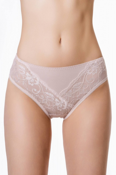 Трусы женские со средним вырезом из хлопка и кружева ЛЕДИ ГРАНД 201187 серебристый_пион - фото 1