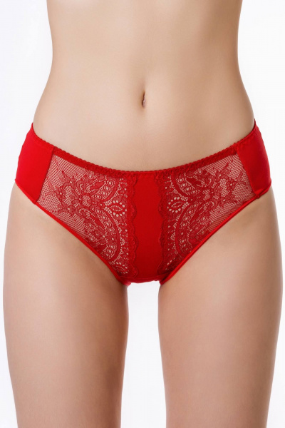Трусы из хлопка с эластаном и кружевной отделкой ЛЕДИ ГРАНД 211184 красный - фото 3