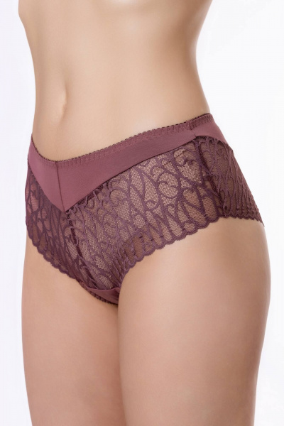 Коричневые женские трусы с кружевной отделкой и средней линией талии ЛЕДИ ГРАНД 231108 капучино - фото 1