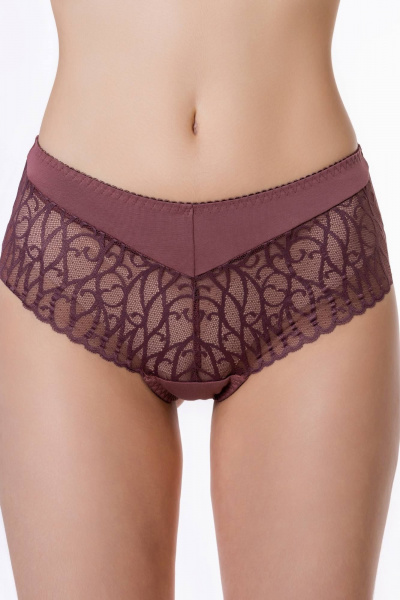 Коричневые женские трусы с кружевной отделкой и средней линией талии ЛЕДИ ГРАНД 231108 капучино - фото 3