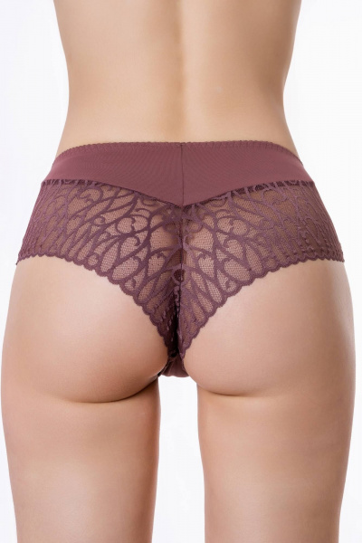 Коричневые женские трусы с кружевной отделкой и средней линией талии ЛЕДИ ГРАНД 231108 капучино - фото 2