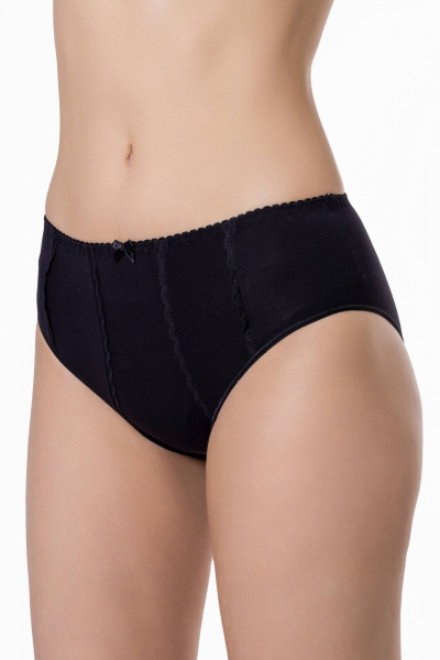 Черные женские трусы с кружевным декором и комфортной посадкой ЛЕДИ ГРАНД 231113 черный - фото 1