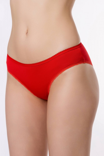 Трусы со средним вырезом и ажурной тесьмой ЛЕДИ ГРАНД 231116 красный - фото 1