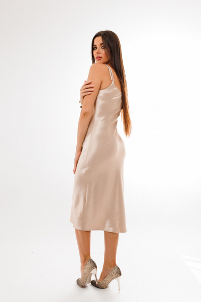 Платье из вискозы в нарядном стиле с эффектными бантиками Anelli 1395 золото - фото 6