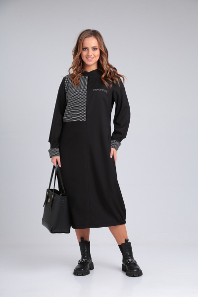 Платье приталенное из вискозы с разрезом и рельефами Angelina & Сompany 930 - фото 8