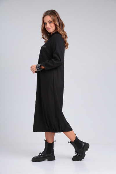 Платье приталенное из вискозы с разрезом и рельефами Angelina & Сompany 930 - фото 9