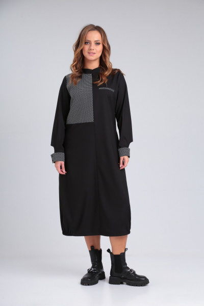 Платье приталенное из вискозы с разрезом и рельефами Angelina & Сompany 930 - фото 2