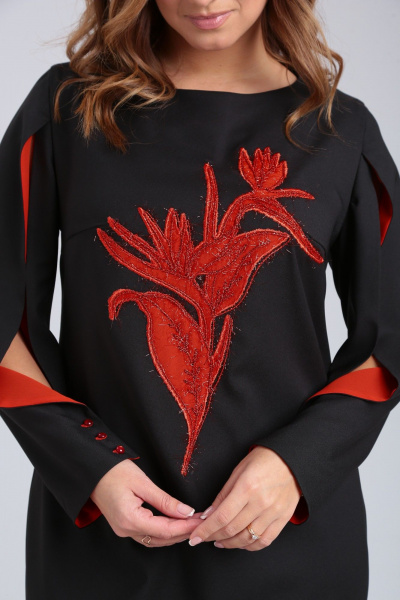 Платье нарядное с вышивкой и разрезом, стиль классика Angelina & Сompany 932 - фото 6