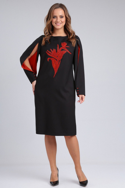 Платье нарядное с вышивкой и разрезом, стиль классика Angelina & Сompany 932 - фото 4