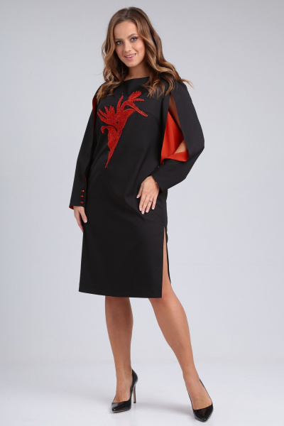 Платье нарядное с вышивкой и разрезом, стиль классика Angelina & Сompany 932 - фото 1