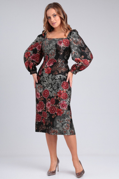 Платье приталенное ниже колена с объемными рукавами Angelina & Сo 933 - фото 1