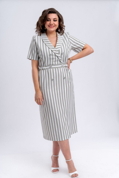 Платье Almirastyle 167 полоска хаки - фото 4