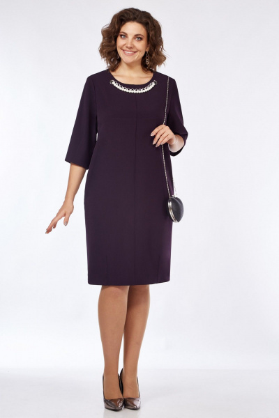 Платье в стиле баллон с декоративными люверсами Matini 3.1741 баклажан - фото 9