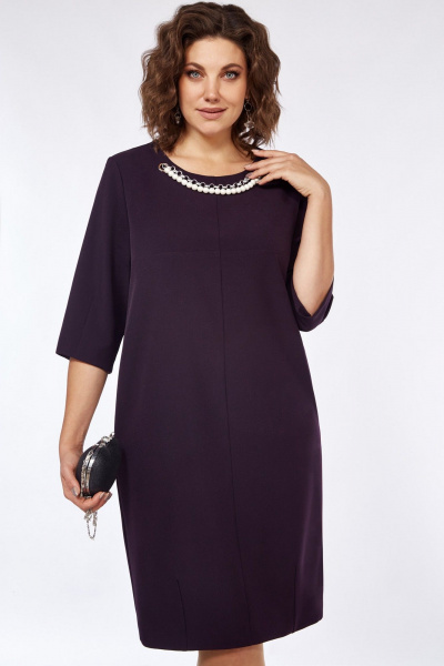 Платье в стиле баллон с декоративными люверсами Matini 3.1741 баклажан - фото 8