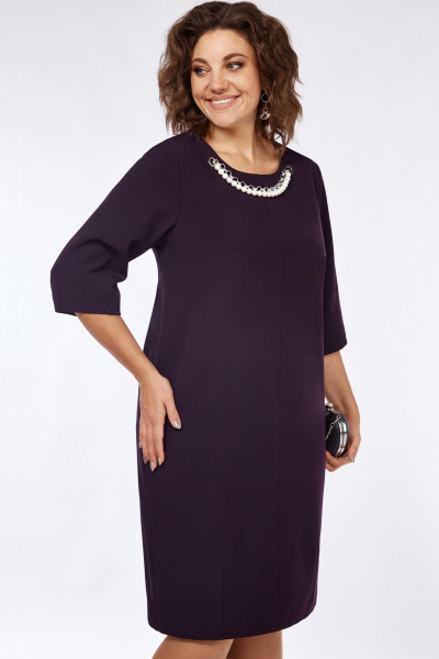 Платье в стиле баллон с декоративными люверсами Matini 3.1741 баклажан - фото 7