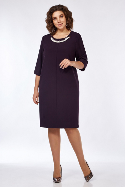 Платье в стиле баллон с декоративными люверсами Matini 3.1741 баклажан - фото 6