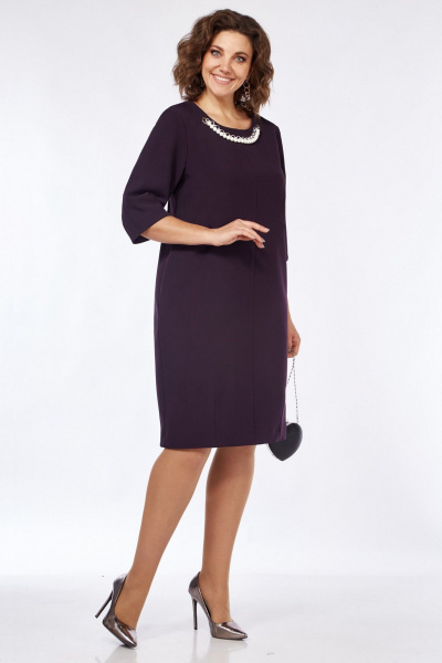 Платье в стиле баллон с декоративными люверсами Matini 3.1741 баклажан - фото 3