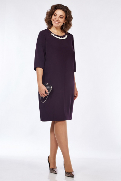 Платье в стиле баллон с декоративными люверсами Matini 3.1741 баклажан - фото 2