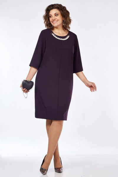 Платье в стиле баллон с декоративными люверсами Matini 3.1741 баклажан - фото 1