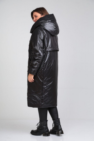 Пальто с асимметричной молнией и капюшоном Диомант 1935 черный - фото 7