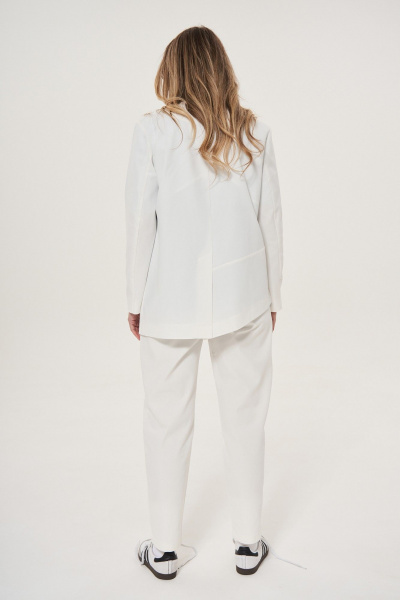 Жакет асимметичный из текстиля и хлопка для повседневной носки GRATTO 7226 белый - фото 5