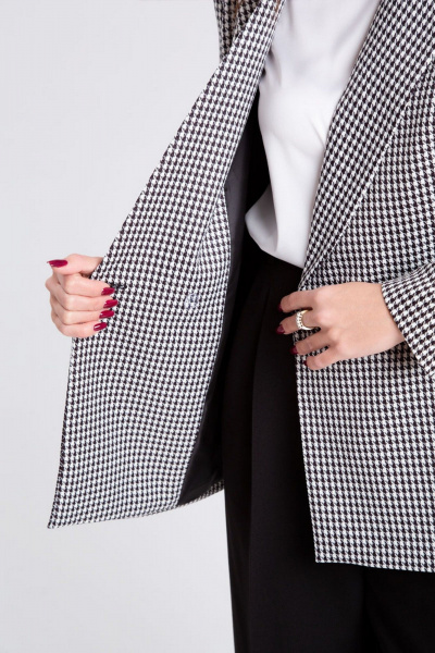 Жакет с рисунком гусиная лапка и лацканами IVARI 206 гусиная_лапка_ч/б - фото 7