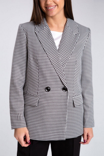 Жакет с рисунком гусиная лапка и лацканами IVARI 206 гусиная_лапка_ч/б - фото 6