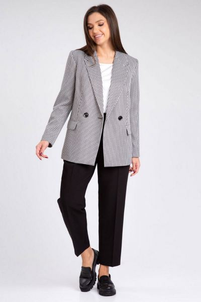 Жакет с рисунком гусиная лапка и лацканами IVARI 206 гусиная_лапка_ч/б - фото 4