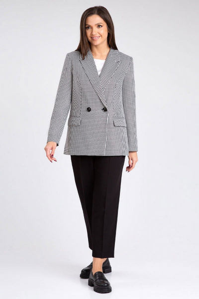 Жакет с рисунком гусиная лапка и лацканами IVARI 206 гусиная_лапка_ч/б - фото 3