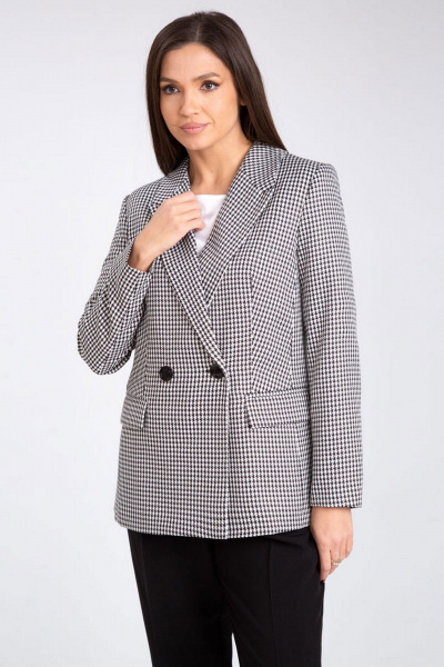 Жакет с рисунком гусиная лапка и лацканами IVARI 206 гусиная_лапка_ч/б - фото 2