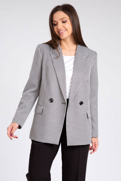 Жакет с рисунком гусиная лапка и лацканами IVARI 206 гусиная_лапка_ч/б - фото 1