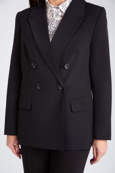 Двубортный жакет с рельефами и латканами из костюмного полотна IVARI 205 черный - фото 7