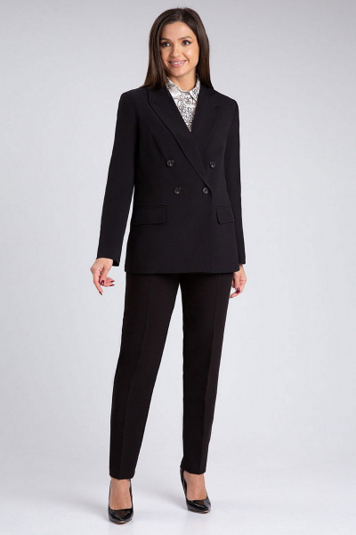 Двубортный жакет с рельефами и латканами из костюмного полотна IVARI 205 черный - фото 5