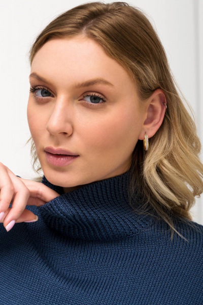 Джемпер с горлом оверсайз из шерсти для холодных дней Romgil 940ШТЗ индиго - фото 4