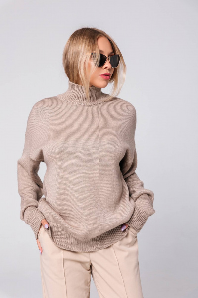 Джемпер вязаный демисезонный базовый свободный для любого образа Romgil 940ШТЗ светлый_опаловый - фото 1